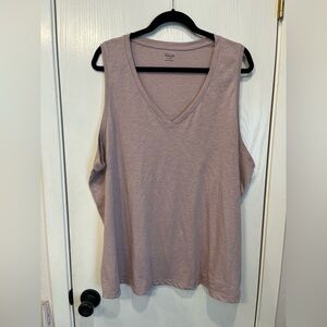 NWT Madewell Women's Basic Tan Beige Grey V-Neck Tank Top Shirt 3X Plus Size